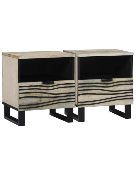 Comodini con cassetto 2 pcs Bianco e nero 40 x 33 x 46 cm