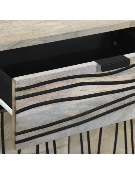 Armadio da Notte con cassetto Bianco e Nero 50 x 33 x 60 cm