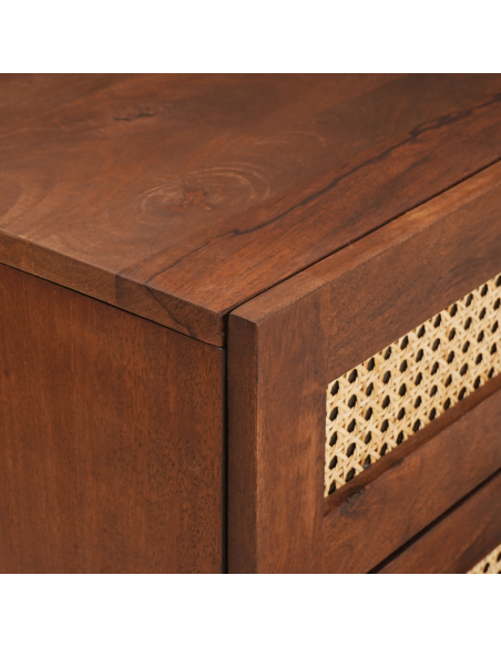 Comodini Marrone Canna e legno di mango solido