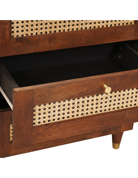 Comodini Marrone Canna e legno di mango solido