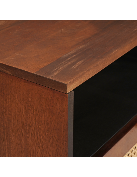 Comodini Marrone Rattan e legno di mango massello