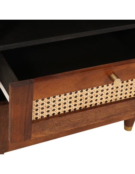 Comodini Marrone Rattan e legno di mango massello