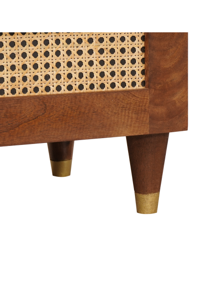 Comodini Marrone Rattan e legno di mango massello