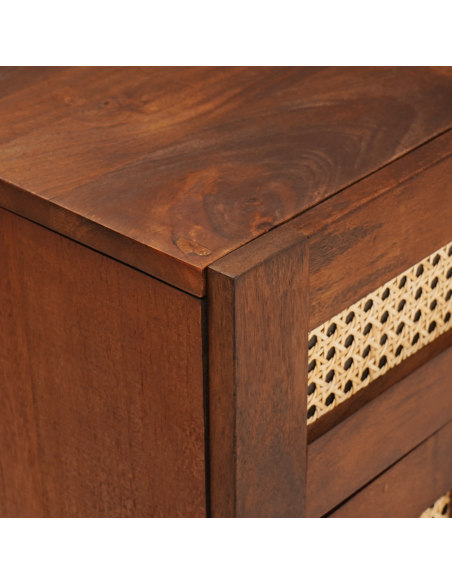 Comodini con cassetto Marrone Vimini e legno di mango massello