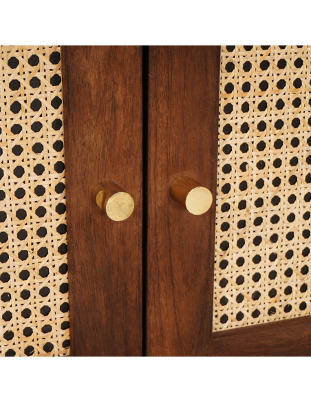Comodini con cassetto Marrone Vimini e legno di mango massello