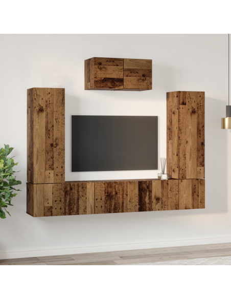 Set mobile TV 7 pcs Legno vecchio Legno multistrato