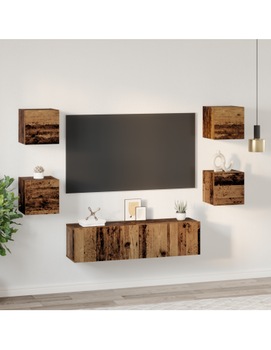 Set mobile TV 6 pcs Legno vecchio Legno multistrato