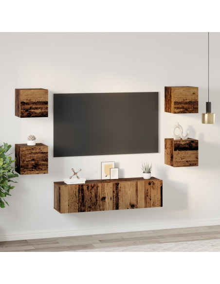 Set mobile TV 6 pcs Legno vecchio Legno multistrato