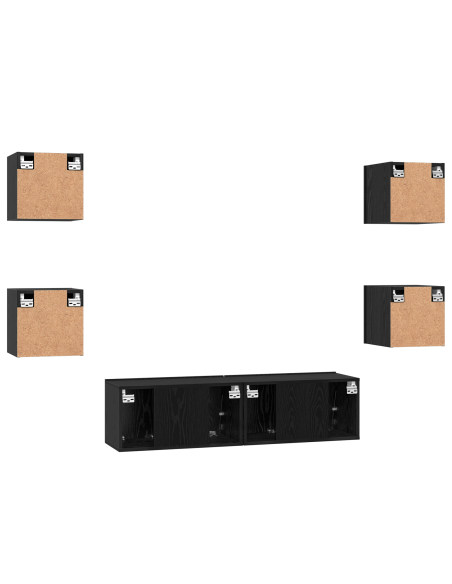 Set mobile TV Altro 6 pcs Rovere Nero Media 120 x 30 x 30 cm