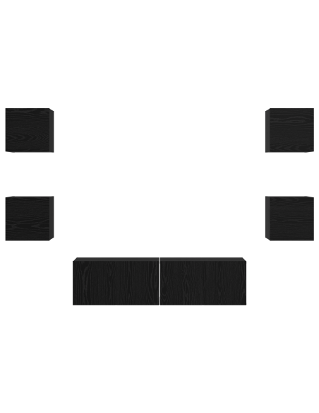 Set mobile TV Altro 6 pcs Rovere Nero Media 120 x 30 x 30 cm