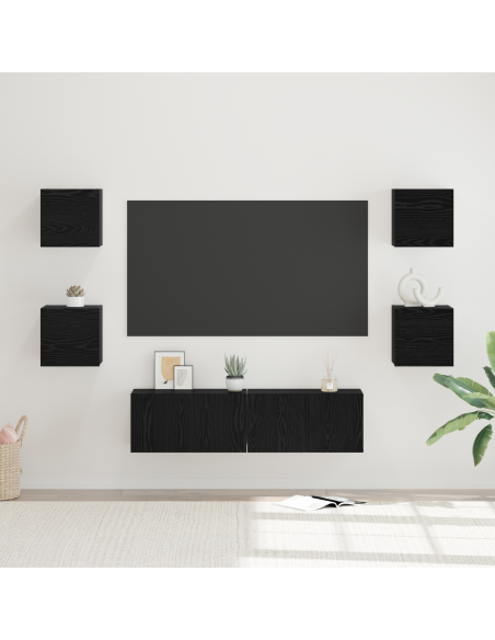 Set mobile TV Altro 6 pcs Rovere Nero Media 120 x 30 x 30 cm
