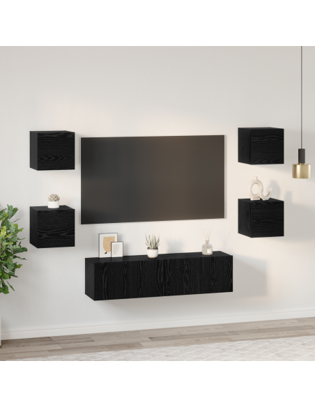 Set mobile TV Altro 6 pcs Rovere Nero Media 120 x 30 x 30 cm