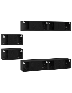 Set mobile TV 6 pcs Rovere Nero Legno multistrato