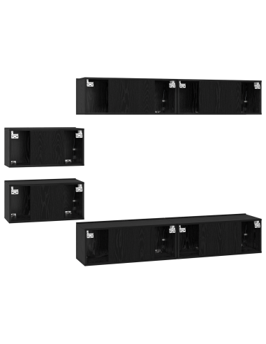 Set mobile TV 6 pcs Rovere Nero Legno multistrato