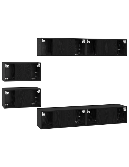 Set mobile TV 6 pcs Rovere Nero 80 x 30 x 30.5 cm Small
