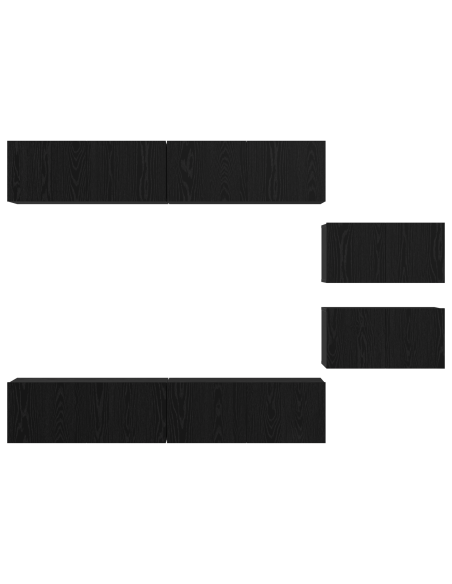 Set mobile TV 6 pcs Rovere Nero Legno multistrato