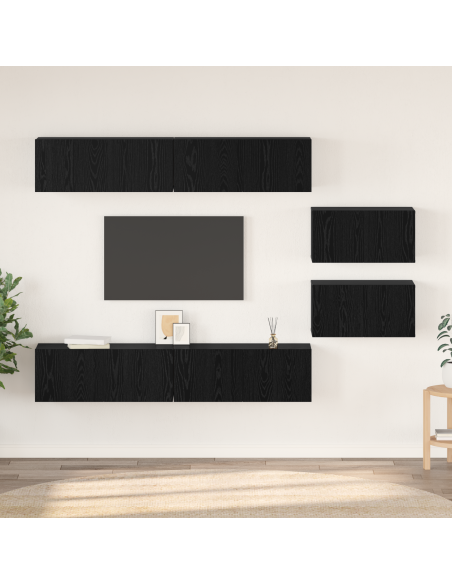 Set mobile TV 6 pcs Rovere Nero 80 x 30 x 30.5 cm Small