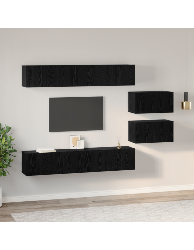 Set mobile TV 6 pcs Rovere Nero Legno multistrato