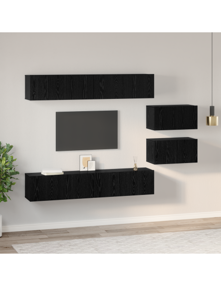 Set mobile TV 6 pcs Rovere Nero Legno multistrato