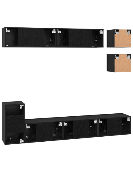 Set mobile TV con lo scaffale Altro con archiviazione 8 pcs Rovere Nero