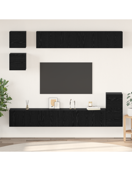 Set mobile TV con lo scaffale Altro con archiviazione 8 pcs Rovere Nero