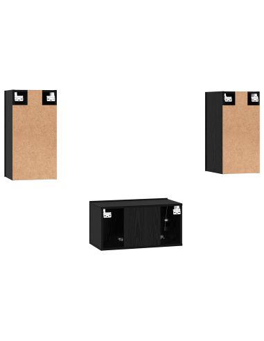 Set mobile TV 3 pcs Rovere Nero Legno multistrato