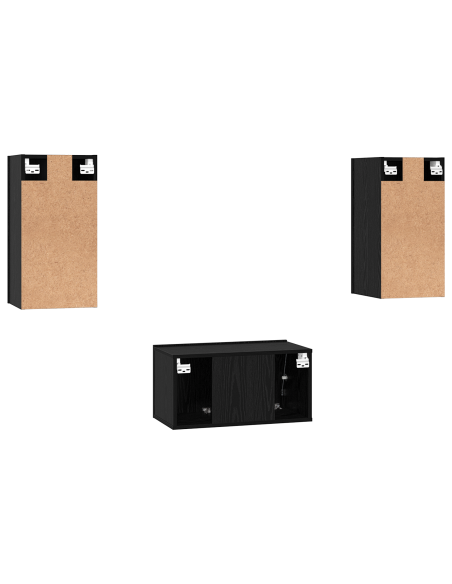 Set mobile TV 3 pcs Rovere Nero Legno multistrato