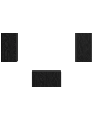 Set mobile TV 3 pcs Rovere Nero Legno multistrato