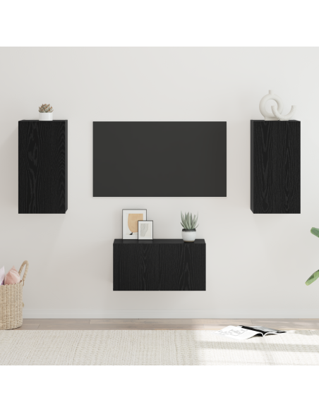 Set mobile TV 3 pcs Rovere Nero Legno multistrato