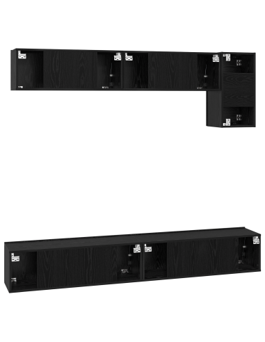 Set mobile TV 5 pcs Rovere Nero Legno multistrato