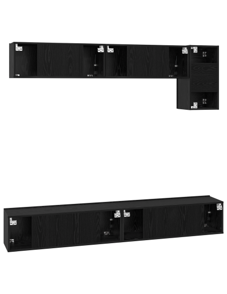 Set mobile TV 5 pcs Rovere Nero Legno multistrato