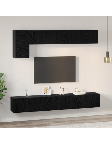 Set mobile TV 5 pcs Rovere Nero Legno multistrato