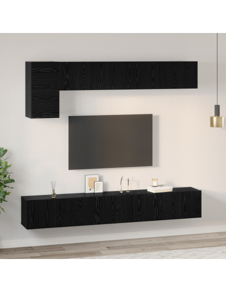 Set mobile TV 5 pcs Rovere Nero Legno multistrato