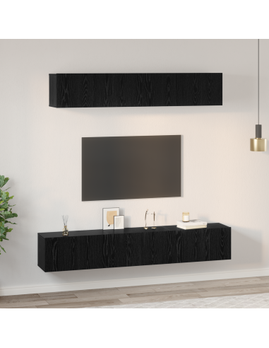 Set mobile TV 5 pcs Rovere Nero Legno multistrato