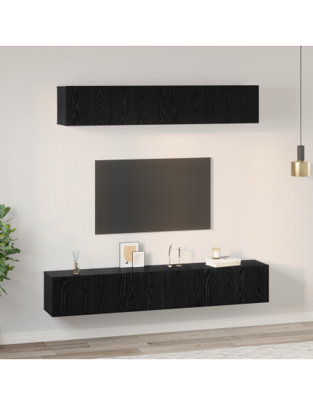 Set mobile TV 5 pcs Rovere Nero Legno multistrato