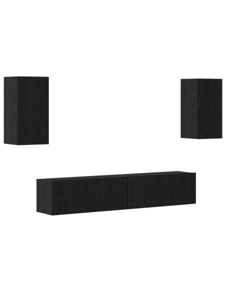 Set mobile TV 4 pcs Rovere Nero Legno multistrato