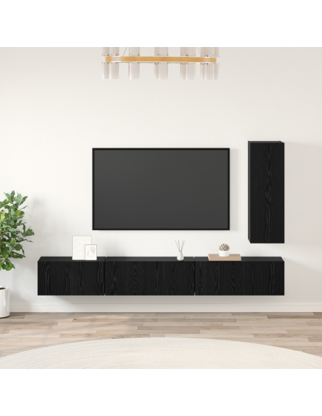 Set mobile TV 4 pcs Rovere Nero 30.5 x 30 x 90 cm