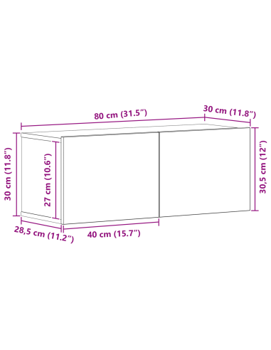 Set mobile TV con cassetto 4 pcs Rovere Nero Legno multistrato