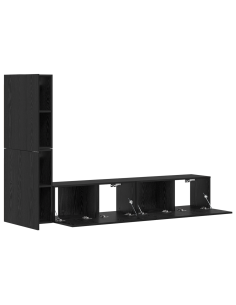 Mobile TV da Parete 2 pcs Rovere Nero Legno multistrato
