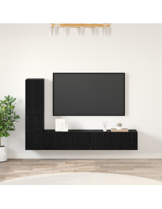 Mobile TV da Parete 2 pcs Rovere Nero Legno multistrato 2