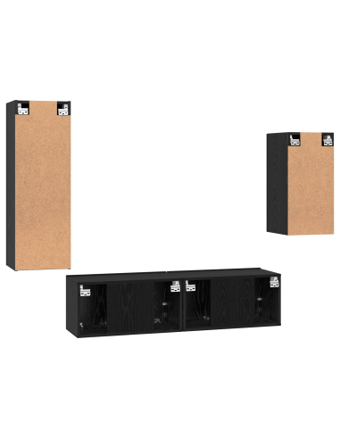 Set mobile TV 4 pcs Rovere Nero Legno multistrato