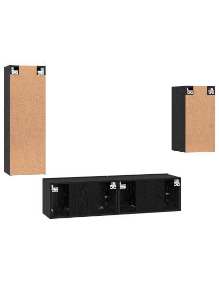 Set mobile TV 4 pcs Rovere Nero Legno multistrato