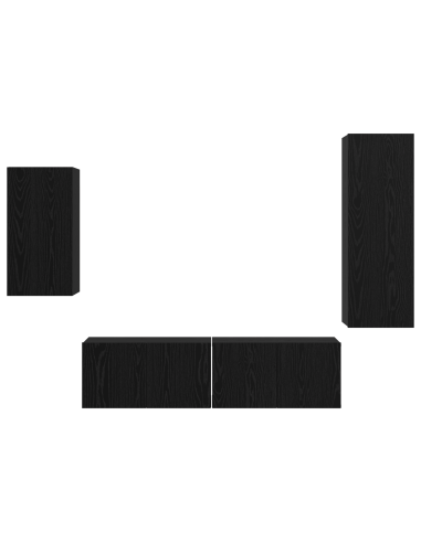 Set mobile TV 4 pcs Rovere Nero Legno multistrato
