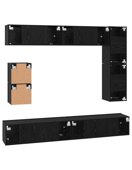 Set mobile TV con lo scaffale Altro con archiviazione 8 pcs Rovere Nero