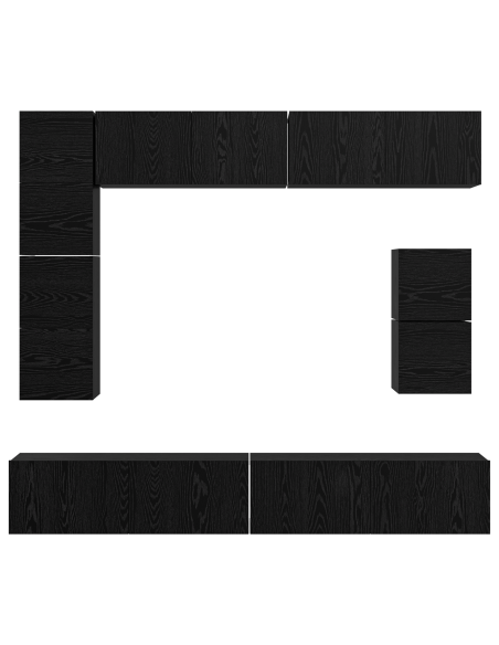 Set mobile TV con lo scaffale Altro con archiviazione 8 pcs Rovere Nero