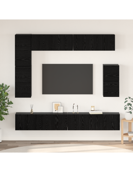Set mobile TV con lo scaffale Altro con archiviazione 8 pcs Rovere Nero