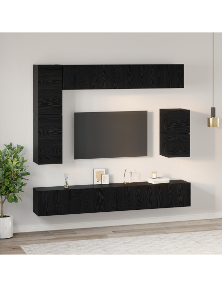 Set mobile TV con lo scaffale Altro con archiviazione 8 pcs Rovere Nero