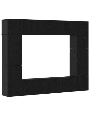 Set mobile TV 8 pcs Rovere Nero Legno multistrato