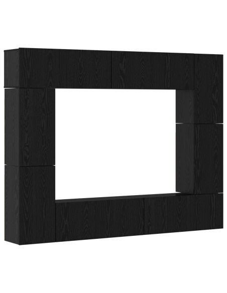 Set mobile TV 8 pcs Rovere Nero Legno multistrato