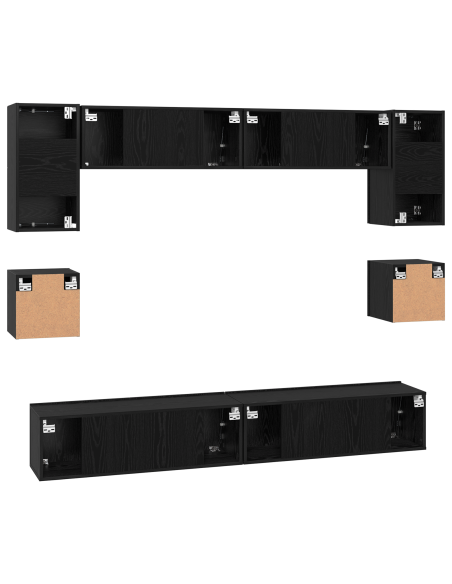 Set mobile TV 8 pcs Rovere Nero 100 x 30 x 30 cm